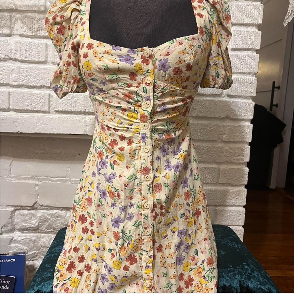 Zara flower printed fitted dress, very cute and spring-y!